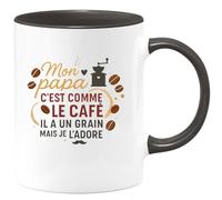 quotedazur - MugMon papa c'est comme le café, il a un grain mais je l'adore - Tasse Cadeau Papa, Fête Des Pères Homme - Noir/Céramique