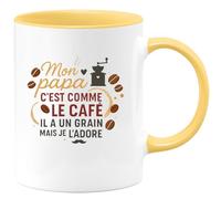 quotedazur - MugMon papa c'est comme le café, il a un grain mais je l'adore - Tasse Cadeau Papa, Fête Des Pères Homme - Jaune/Céramique