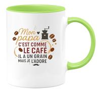 quotedazur - MugMon papa c'est comme le café, il a un grain mais je l'adore - Tasse Cadeau Papa, Fête Des Pères Homme - Vert/Céramique