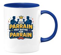 quotedazur - MugMon parrain peut battre ton parrain - Tasse Cadeau Parrain Homme - Bleu/Céramique
