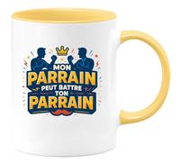 quotedazur - MugMon parrain peut battre ton parrain - Tasse Cadeau Parrain Homme - Jaune/Céramique
