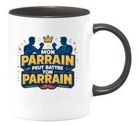 quotedazur - MugMon parrain peut battre ton parrain - Tasse Cadeau Parrain Homme - Noir/Céramique