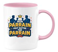 quotedazur - MugMon parrain peut battre ton parrain - Tasse Cadeau Parrain Homme - Rose/Céramique