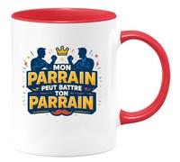 quotedazur - MugMon parrain peut battre ton parrain - Tasse Cadeau Parrain Homme - Rouge/Céramique