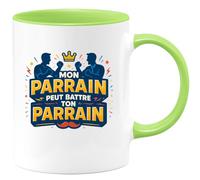 quotedazur - MugMon parrain peut battre ton parrain - Tasse Cadeau Parrain Homme - Vert/Céramique