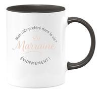 quotedazur - MugMon rôle préféré dans la vie ? Marraine évidemment ! - Tasse Cadeau Marraine Femme - Noir/Céramique