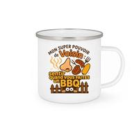 quotedazur - MugMon super pouvoir de Voisin : sentir quand vous faites un BBQ - Tasse Cadeau Voisin Homme - Blanc/Emaillé