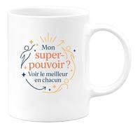 quotedazur - MugMon super-pouvoir ? Voir le meilleur en chacun - Tasse Cadeau Coach Homme - Blanc/Céramique