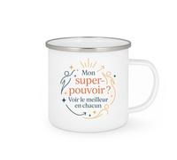 quotedazur - MugMon super-pouvoir ? Voir le meilleur en chacun - Tasse Cadeau Coach Homme - Blanc/Emaillé