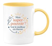 quotedazur - MugMon super-pouvoir ? Voir le meilleur en chacun - Tasse Cadeau Coach Homme - Jaune/Céramique