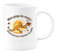quotedazur - MugMon yoga du matin : étirement pour atteindre le café - Tasse Cadeau Humour Femme - Blanc/Céramique