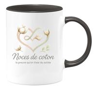 quotedazur - MugNoces de coton : la preuve qu'on tisse du solide - Tasse Cadeau Noces de coton Femme - Noir/Céramique