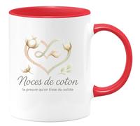 quotedazur - MugNoces de coton : la preuve qu'on tisse du solide - Tasse Cadeau Noces de coton Femme - Rouge/Céramique