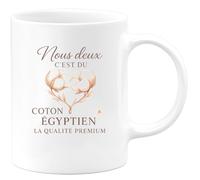 quotedazur - MugNous deux c'est du coton égyptien, la qualité premium - Tasse Cadeau Noces de coton Femme - Blanc/Céramique