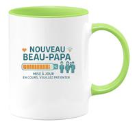 quotedazur - MugNouveau Beau-Papa : mise à jour en cours, veuillez patienter - Tasse Cadeau Beau-Papa Homme - Vert/Céramique