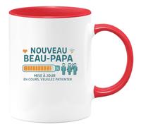 quotedazur - MugNouveau Beau-Papa : mise à jour en cours, veuillez patienter - Tasse Cadeau Beau-Papa Homme - Rouge/Céramique