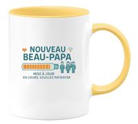 quotedazur - MugNouveau Beau-Papa : mise à jour en cours, veuillez patienter - Tasse Cadeau Beau-Papa Homme - Jaune/Céramique