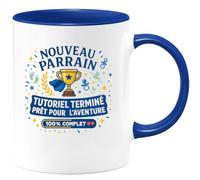 quotedazur - MugNouveau parrain : tutoriel terminé, prêt pour l'aventure - Tasse Cadeau Parrain Homme - Bleu/Céramique