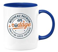 quotedazur - MugNouveau Patron en rodage, merci de votre patience - Tasse Cadeau Patron Homme - Bleu/Céramique