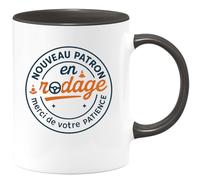 quotedazur - MugNouveau Patron en rodage, merci de votre patience - Tasse Cadeau Patron Homme - Noir/Céramique