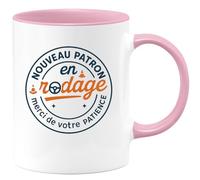 quotedazur - MugNouveau Patron en rodage, merci de votre patience - Tasse Cadeau Patron Homme - Rose/Céramique