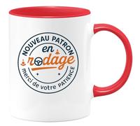 quotedazur - MugNouveau Patron en rodage, merci de votre patience - Tasse Cadeau Patron Homme - Rouge/Céramique