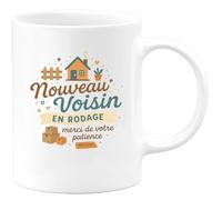 quotedazur - MugNouveau Voisin en rodage, merci de votre patience - Tasse Cadeau Voisin Homme - Blanc/Céramique