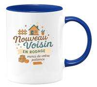 quotedazur - MugNouveau Voisin en rodage, merci de votre patience - Tasse Cadeau Voisin Homme - Bleu/Céramique
