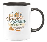 quotedazur - MugNouveau Voisin en rodage, merci de votre patience - Tasse Cadeau Voisin Homme - Noir/Céramique