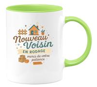 quotedazur - MugNouveau Voisin en rodage, merci de votre patience - Tasse Cadeau Voisin Homme - Vert/Céramique