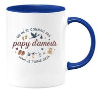 quotedazur - Mugon ne se connait pas encore papy d'amour mais je t'aime déjà - Tasse Cadeau Annonce grossesse naissance futur papy Homme - Bleu/Céramique