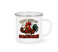 quotedazur - Mugpapa poule ? non, coq en colère ! - Tasse Cadeau Humour Homme - Blanc/Emaillé