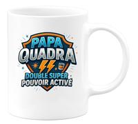 quotedazur - MugPapa quadra : double super pouvoir activé - Tasse Cadeau 40 ans Homme - Blanc/Céramique