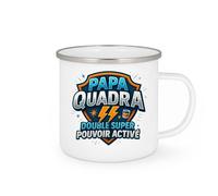 quotedazur - MugPapa quadra : double super pouvoir activé - Tasse Cadeau 40 ans Homme - Blanc/Emaillé