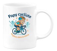 quotedazur - MugPapy cycliste : toujours dans la course pour mes petits-enfants - Tasse Cadeau Papy Homme - Blanc/Céramique