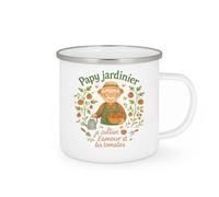 quotedazur - MugPapy jardinier : je cultive l'amour et les tomates - Tasse Cadeau Papy Homme - Blanc/Emaillé