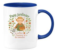 quotedazur - MugPapy jardinier : je cultive l'amour et les tomates - Tasse Cadeau Papy Homme - Bleu/Céramique