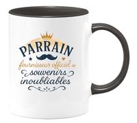 quotedazur - MugParrain : fournisseur officiel de souvenirs inoubliables - Tasse Cadeau Parrain Homme - Noir/Céramique