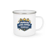 quotedazur - MugParrain level expert : déblocage de tous les privilèges - Tasse Cadeau Parrain Homme - Blanc/Emaillé