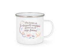 quotedazur - MugPas besoin de baguette magique quand on est sage-femme - Tasse Cadeau Sage Femme Femme - Blanc/Emaillé