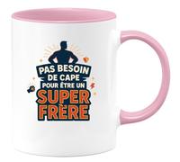 quotedazur - MugPas besoin de cape pour être un super frère - Tasse Cadeau Frère Homme - Rose/Céramique