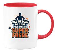 quotedazur - MugPas besoin de cape pour être un super frère - Tasse Cadeau Frère Homme - Rouge/Céramique