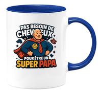 quotedazur - MugPas besoin de cheveux pour être un super papa - Tasse Cadeau Papa, Fête Des Pères Homme - Bleu/Céramique