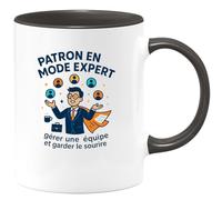 quotedazur - MugPatron en mode expert : gérer une équipe et garder le sourire - Tasse Cadeau Patron Homme - Noir/Céramique