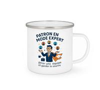 quotedazur - MugPatron en mode expert : gérer une équipe et garder le sourire - Tasse Cadeau Patron Homme - Blanc/Emaillé