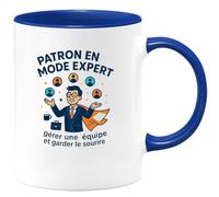 quotedazur - MugPatron en mode expert : gérer une équipe et garder le sourire - Tasse Cadeau Patron Homme - Bleu/Céramique