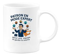 quotedazur - MugPatron en mode expert : gérer une équipe et garder le sourire - Tasse Cadeau Patron Homme - Blanc/Céramique