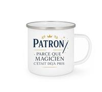 quotedazur - MugPatron : parce que magicien c'était déjà pris - Tasse Cadeau Patron Homme - Blanc/Emaillé
