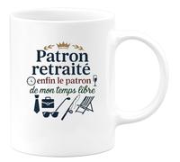 quotedazur - MugPatron retraité : enfin le patron de mon temps libre - Tasse Cadeau Patron Homme - Blanc/Céramique