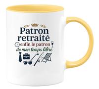 quotedazur - MugPatron retraité : enfin le patron de mon temps libre - Tasse Cadeau Patron Homme - Jaune/Céramique